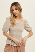 Cotton Gauze Puff Sleeve Top