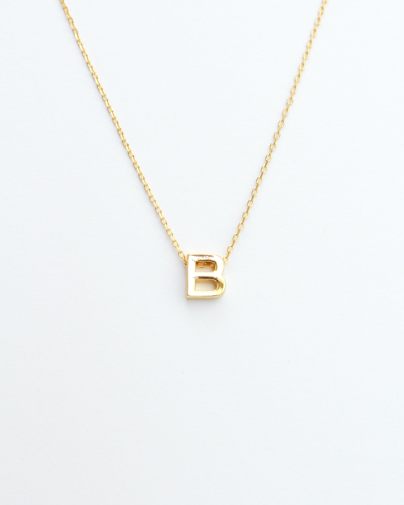 Gold Block Letter Initial Necklace