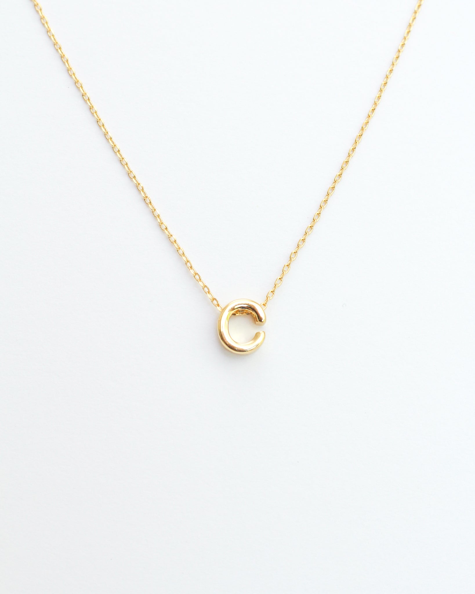 Gold Block Letter Initial Necklace