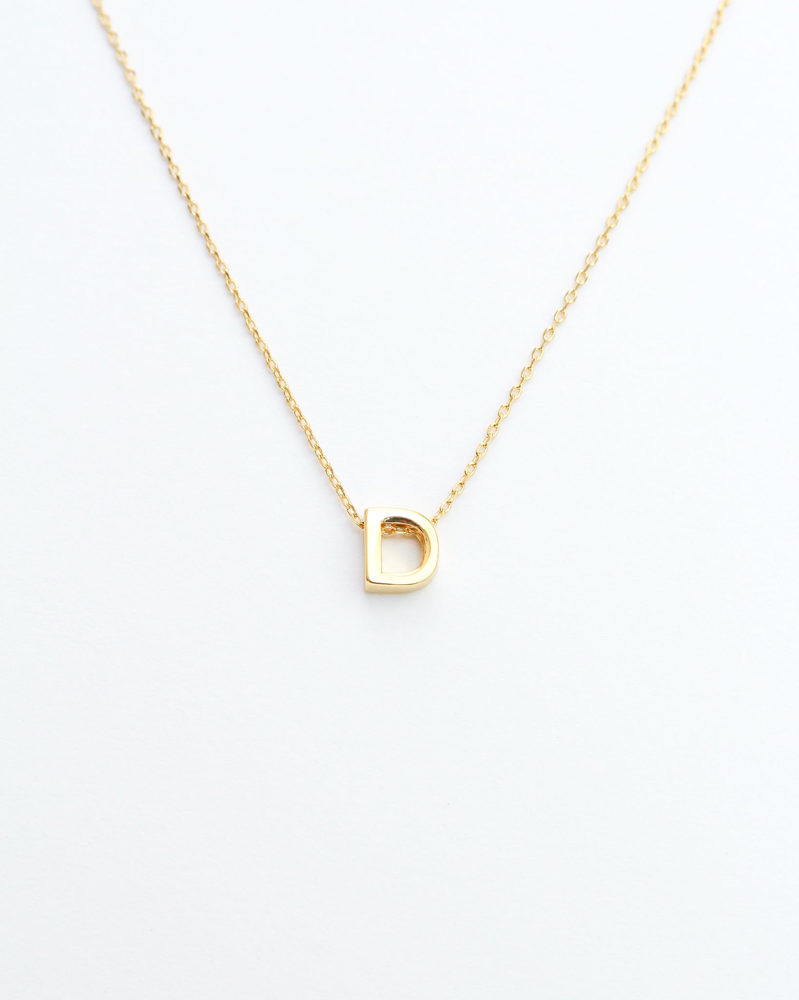 Gold Block Letter Initial Necklace