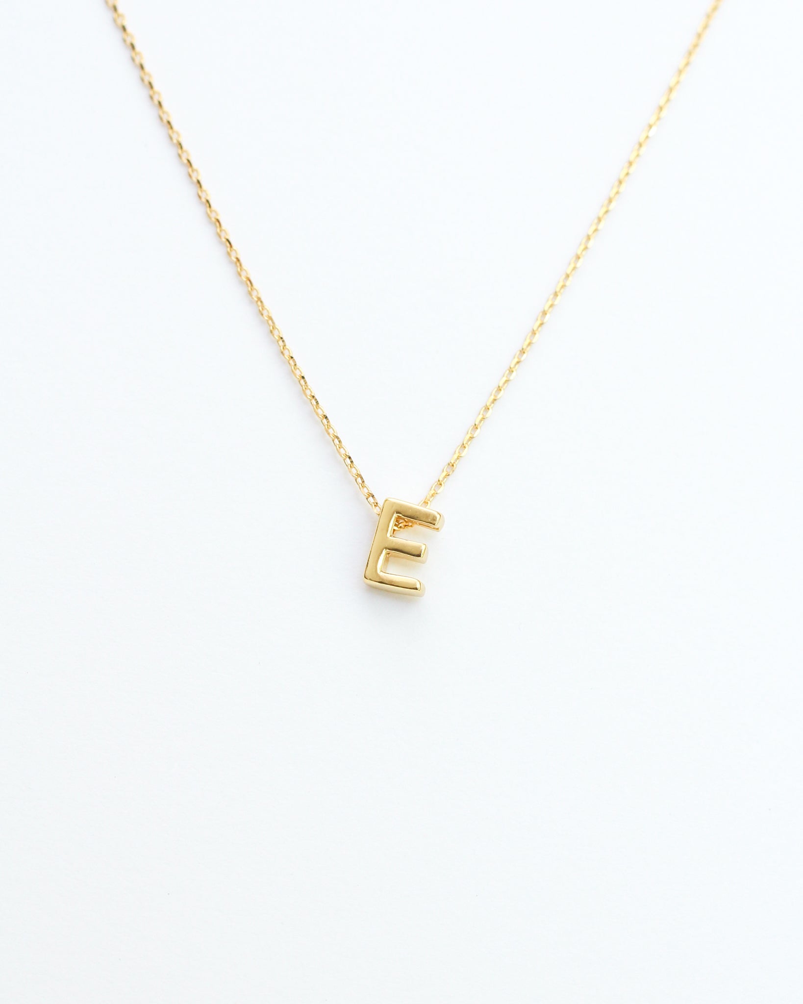 Gold Block Letter Initial Necklace