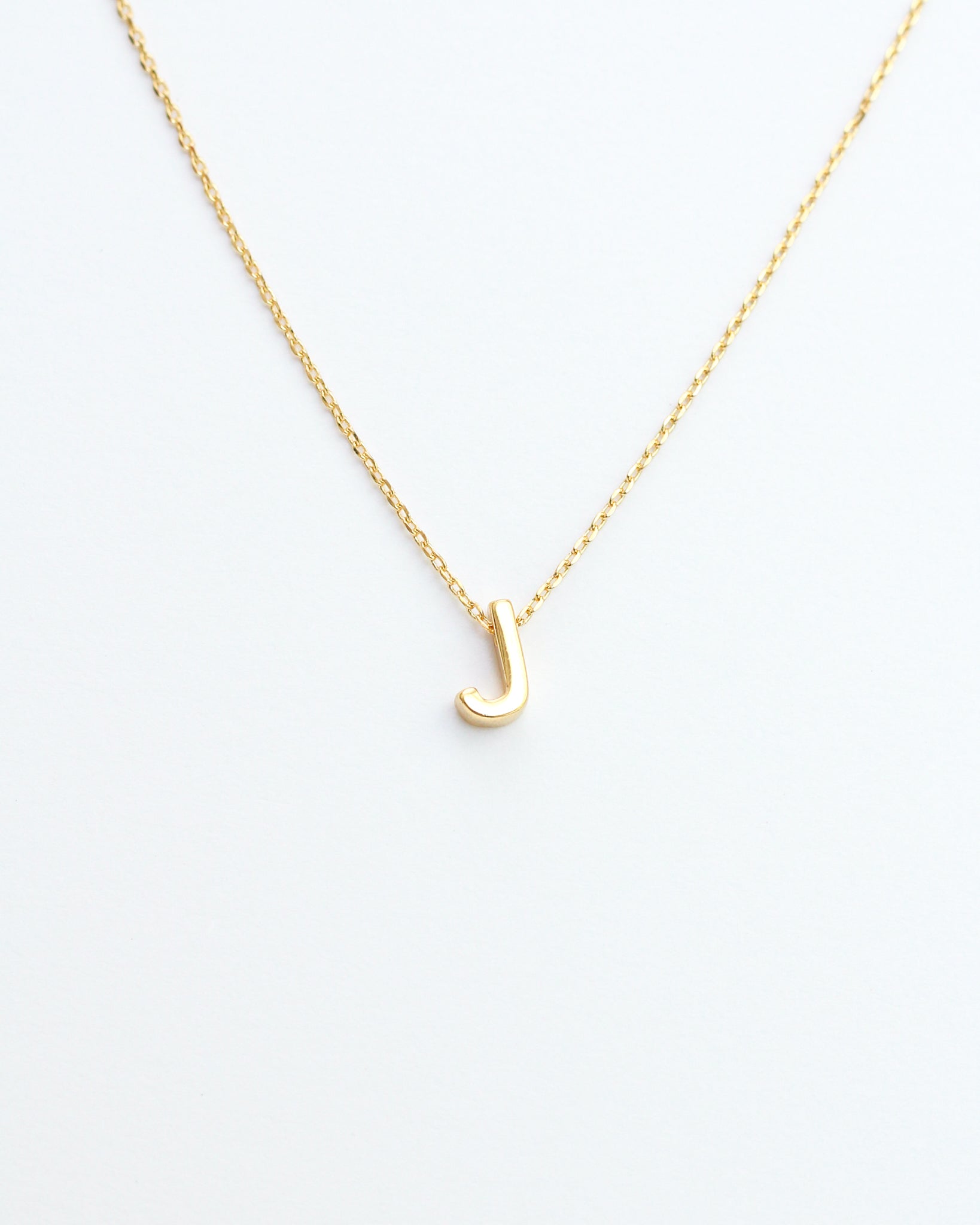 Gold Block Letter Initial Necklace