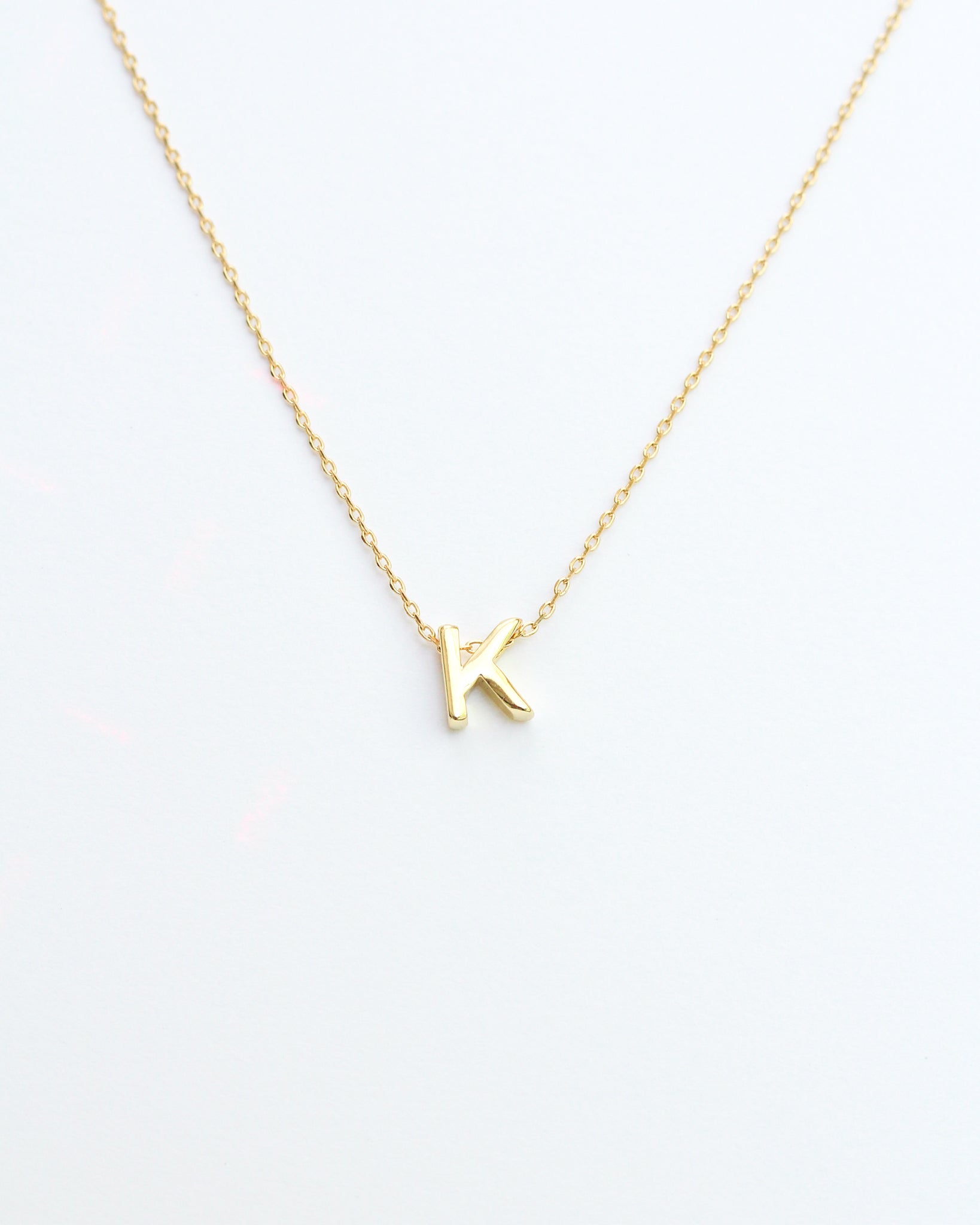 Gold Block Letter Initial Necklace
