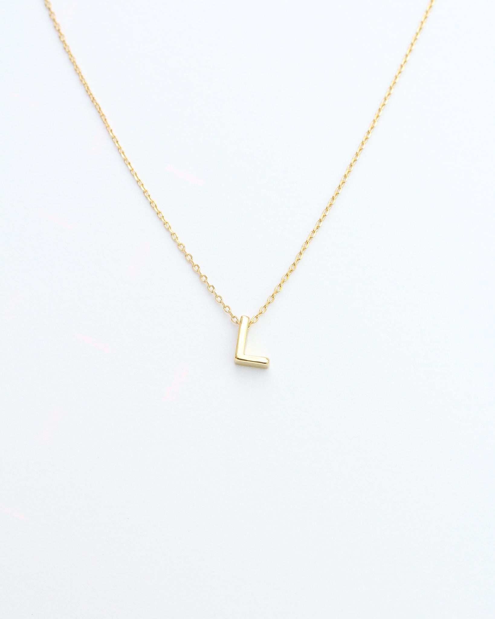 Gold Block Letter Initial Necklace
