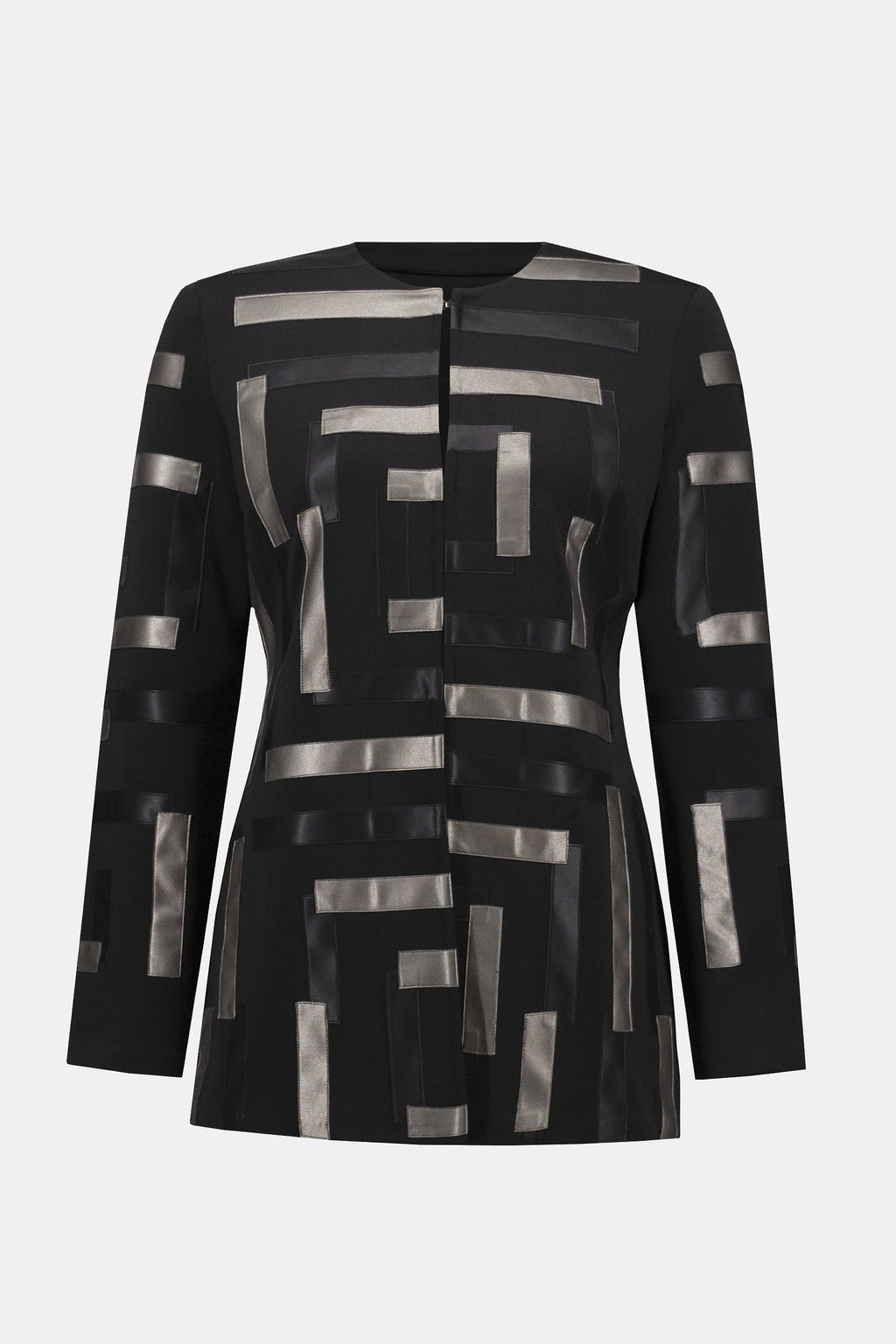 Scuba & Leatherette Collarless Jacket - 253929