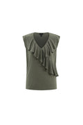 Marble V-Neck Ruffle Top