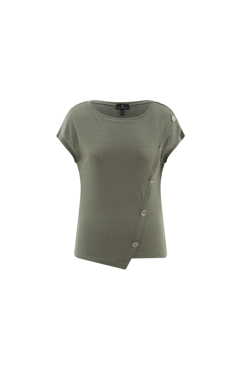Marble Asymmetrical Button Top