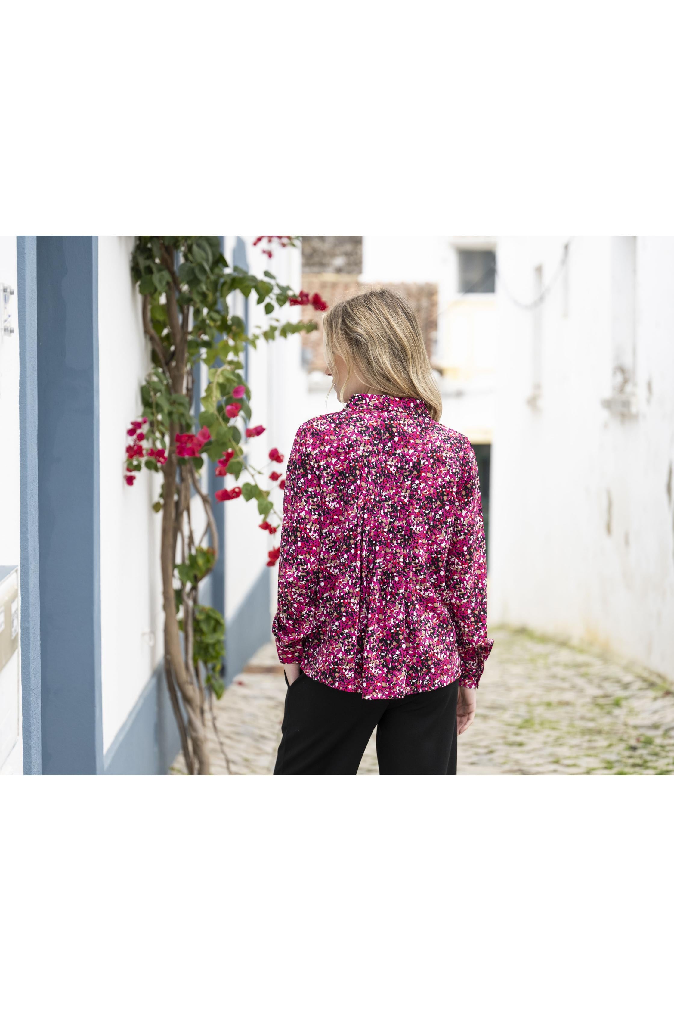 Collared Multi Print Blouse