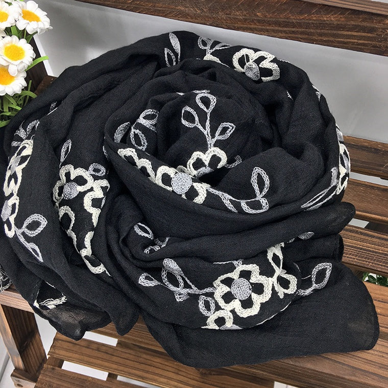 Embroidered Floral Scarf