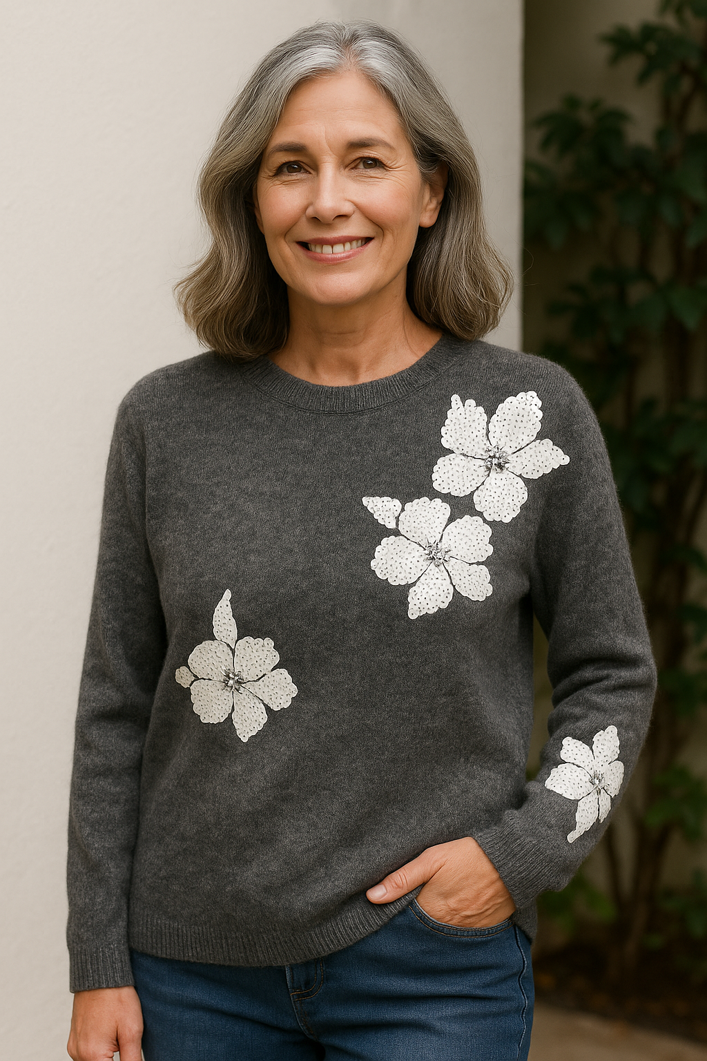 Floral Sequin Embroidered Top by Picadilly