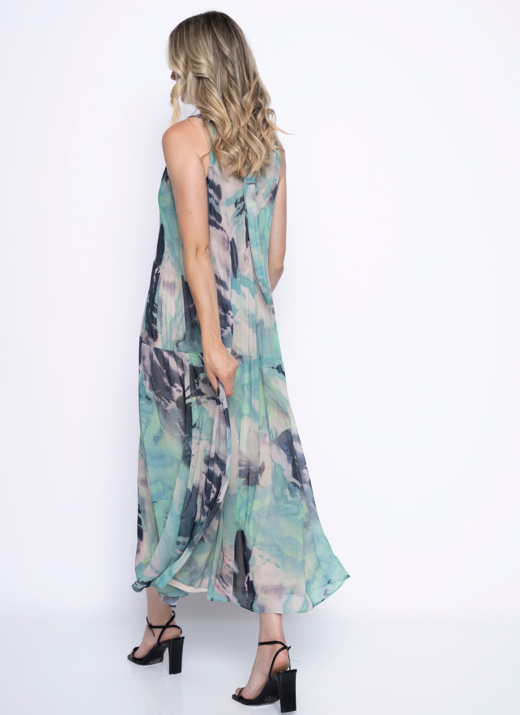 Picadilly Sleeveless Pleated Long Dress