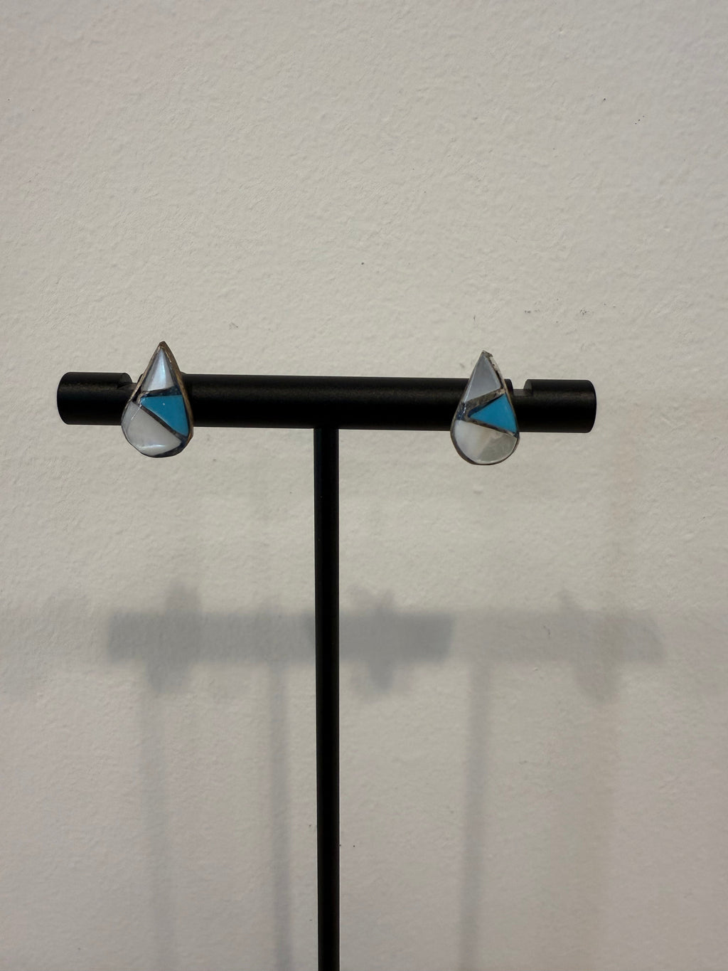 Handcrafted Turquoise and Mother of Pearl Stud Earrings