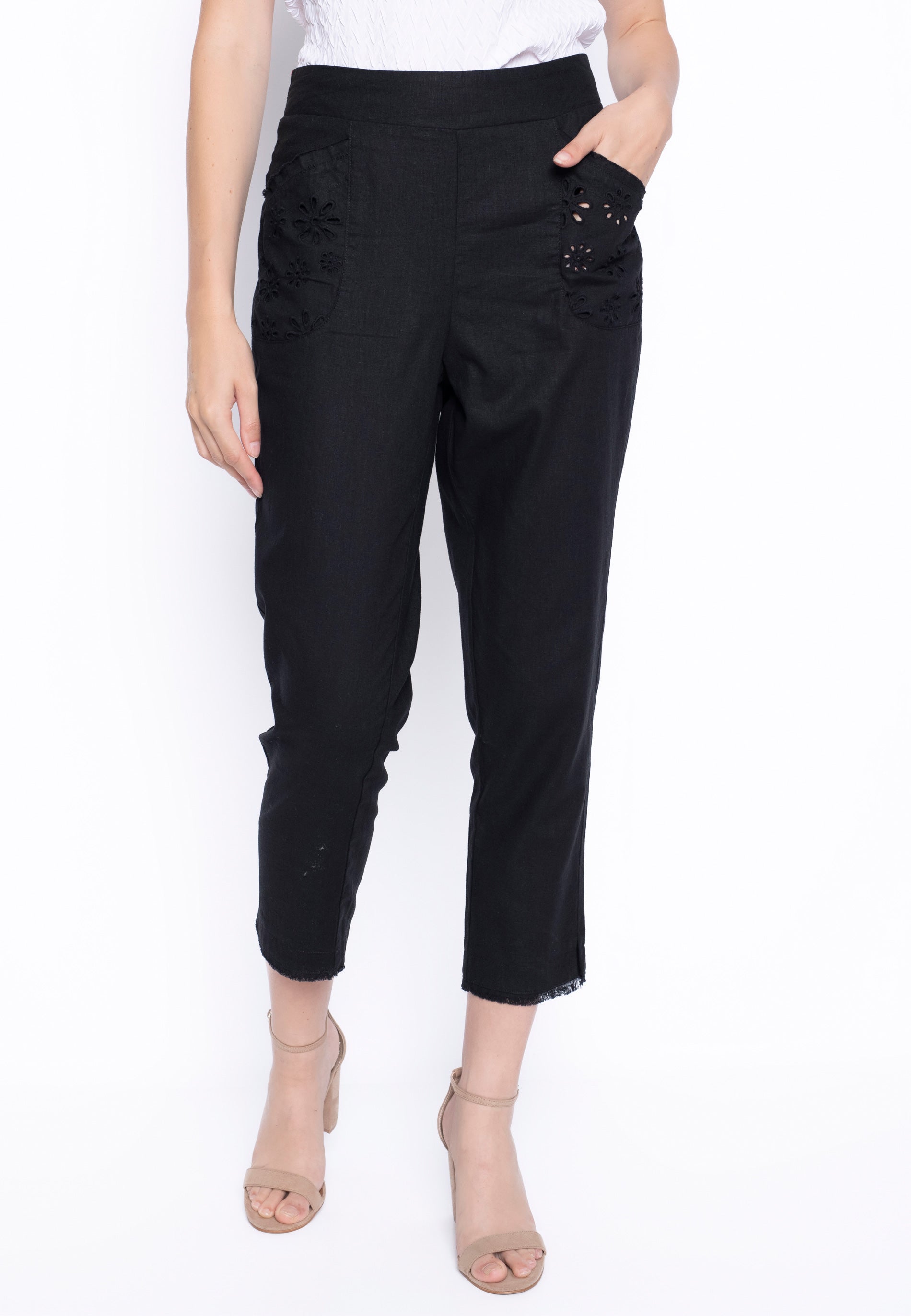 Eyelet Pull-On Straight Leg Pants by Picadilly