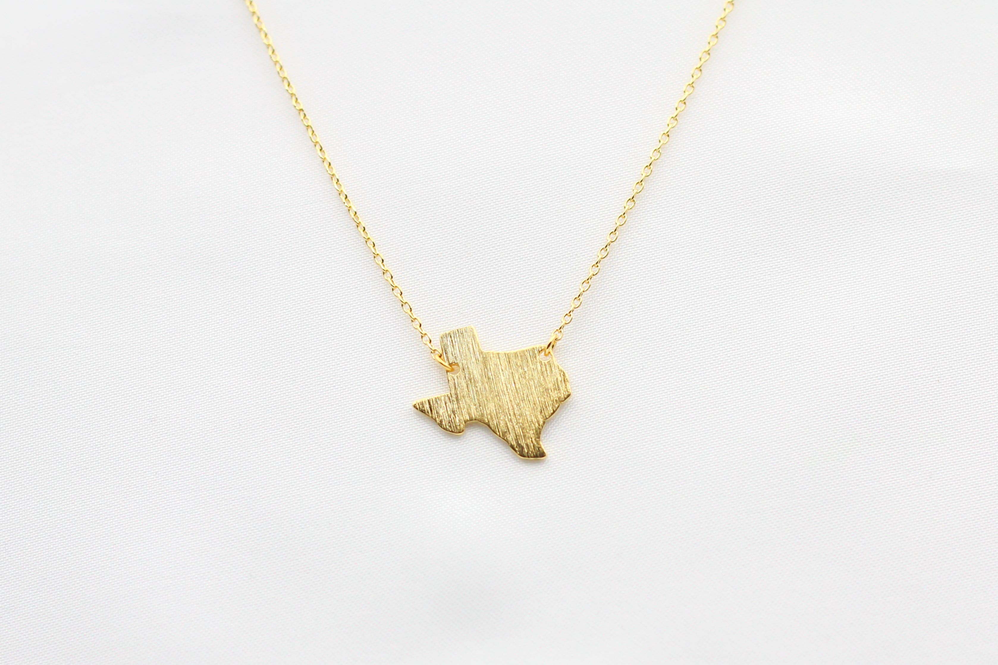 Texas State Map Necklace - Matte Polish