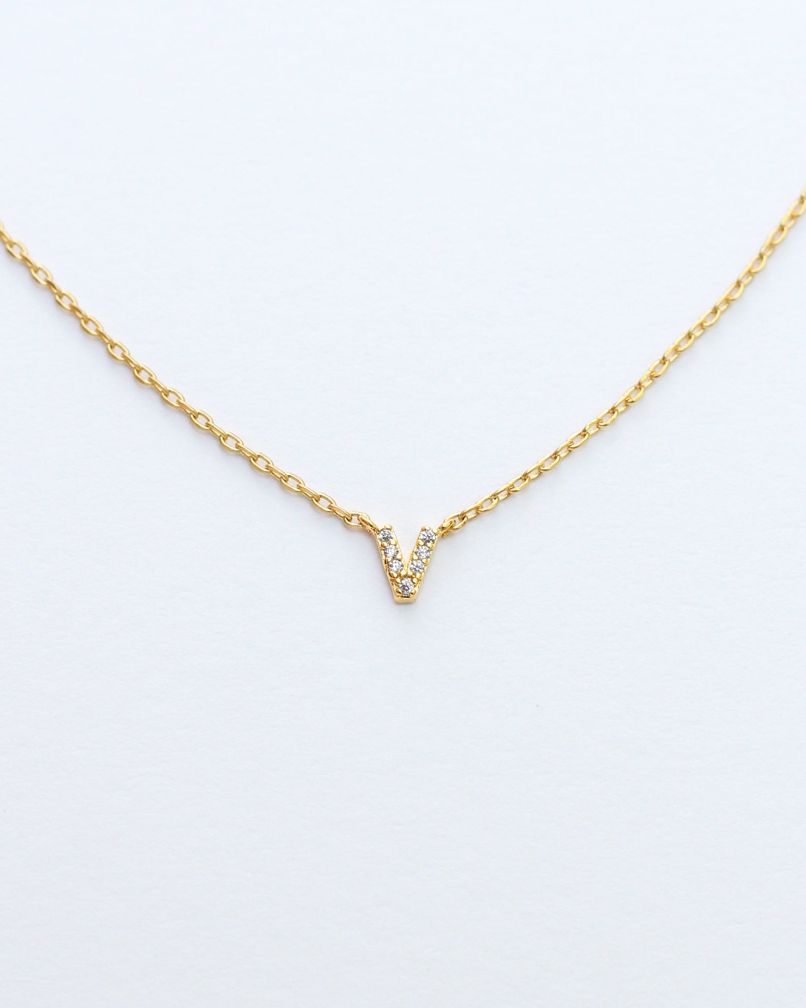 Mini Pave Initial Necklace
