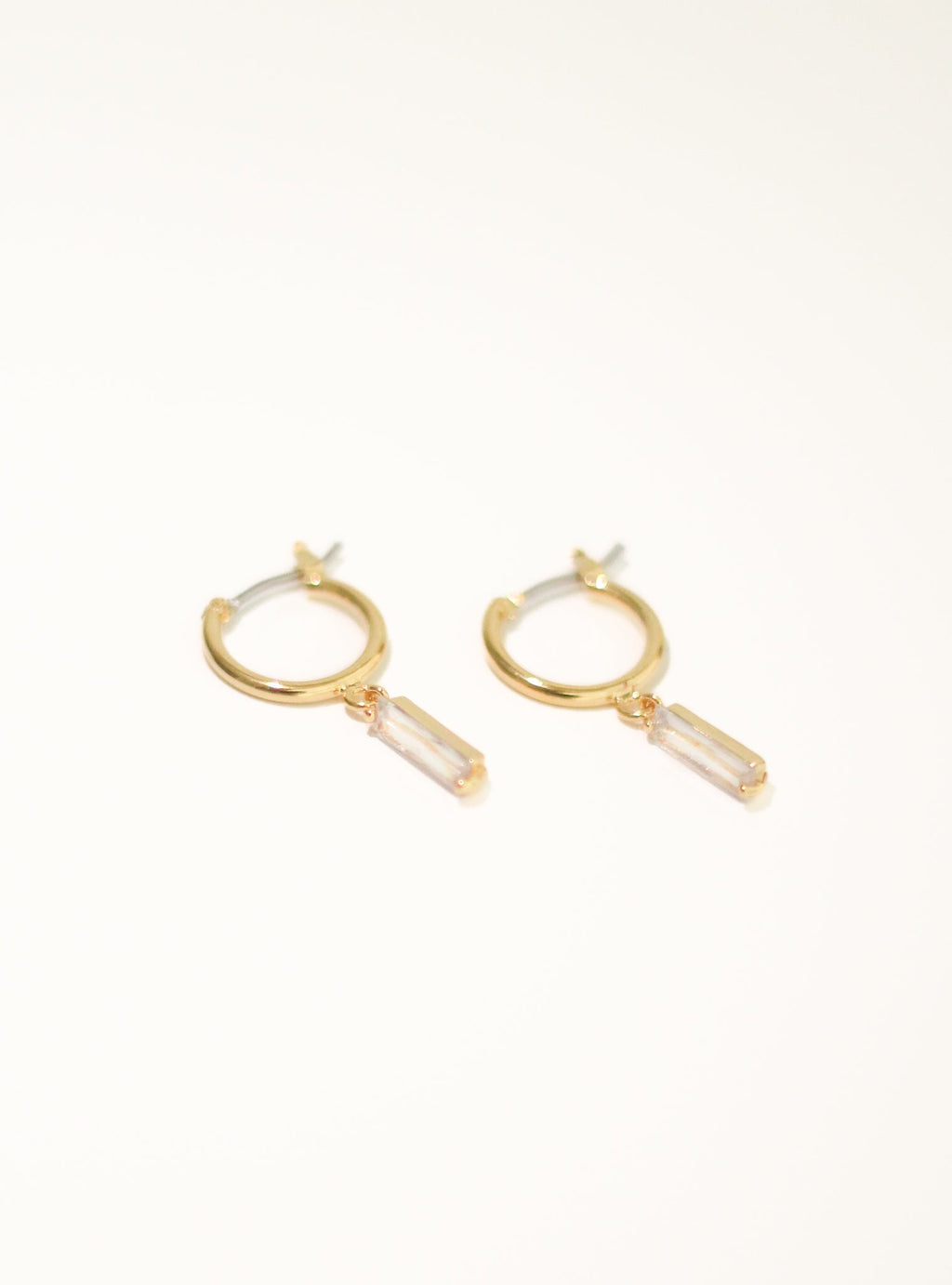 Baguette Dangle Huggie Earrings