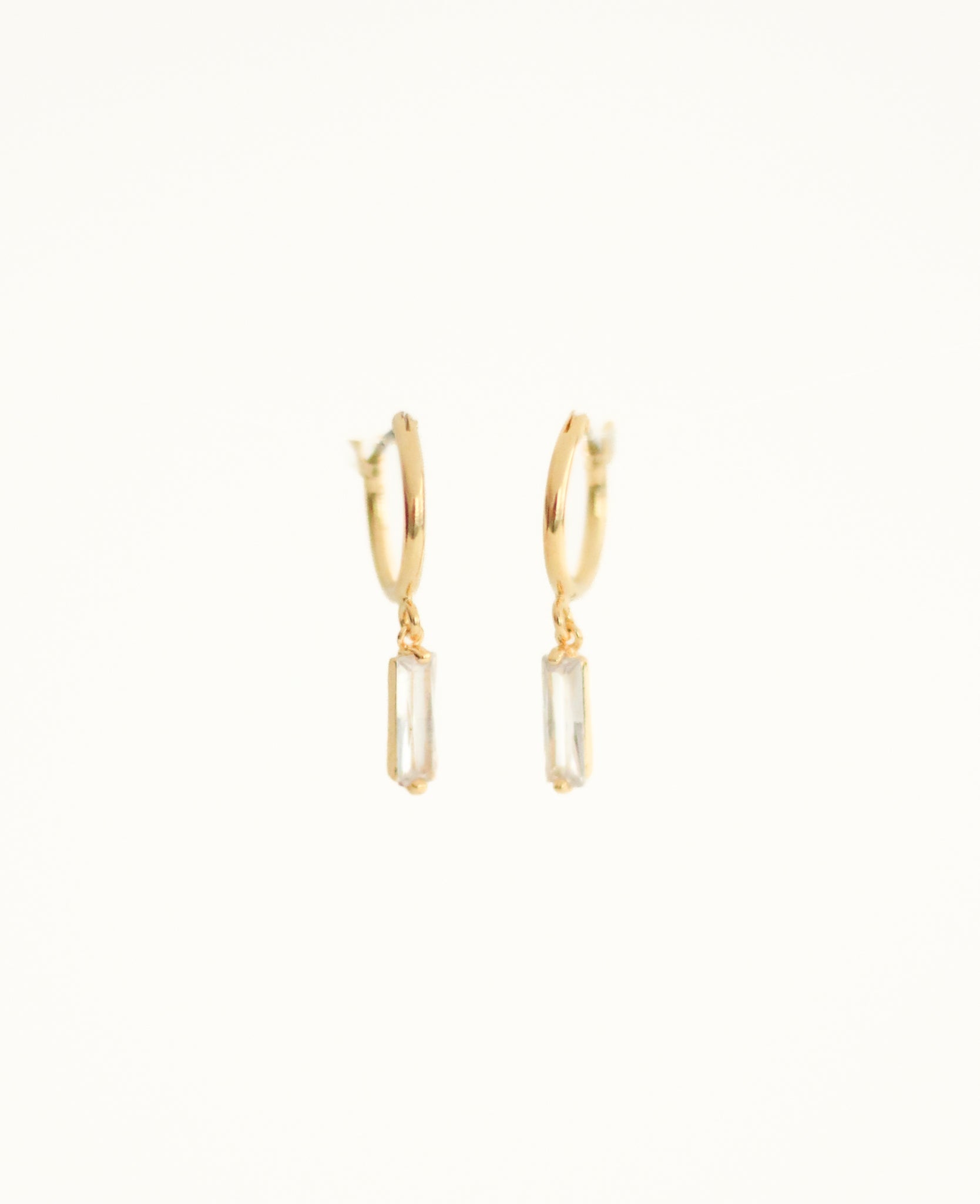 Baguette Dangle Huggie Earrings