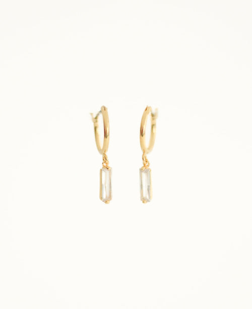 Baguette Dangle Huggie Earrings