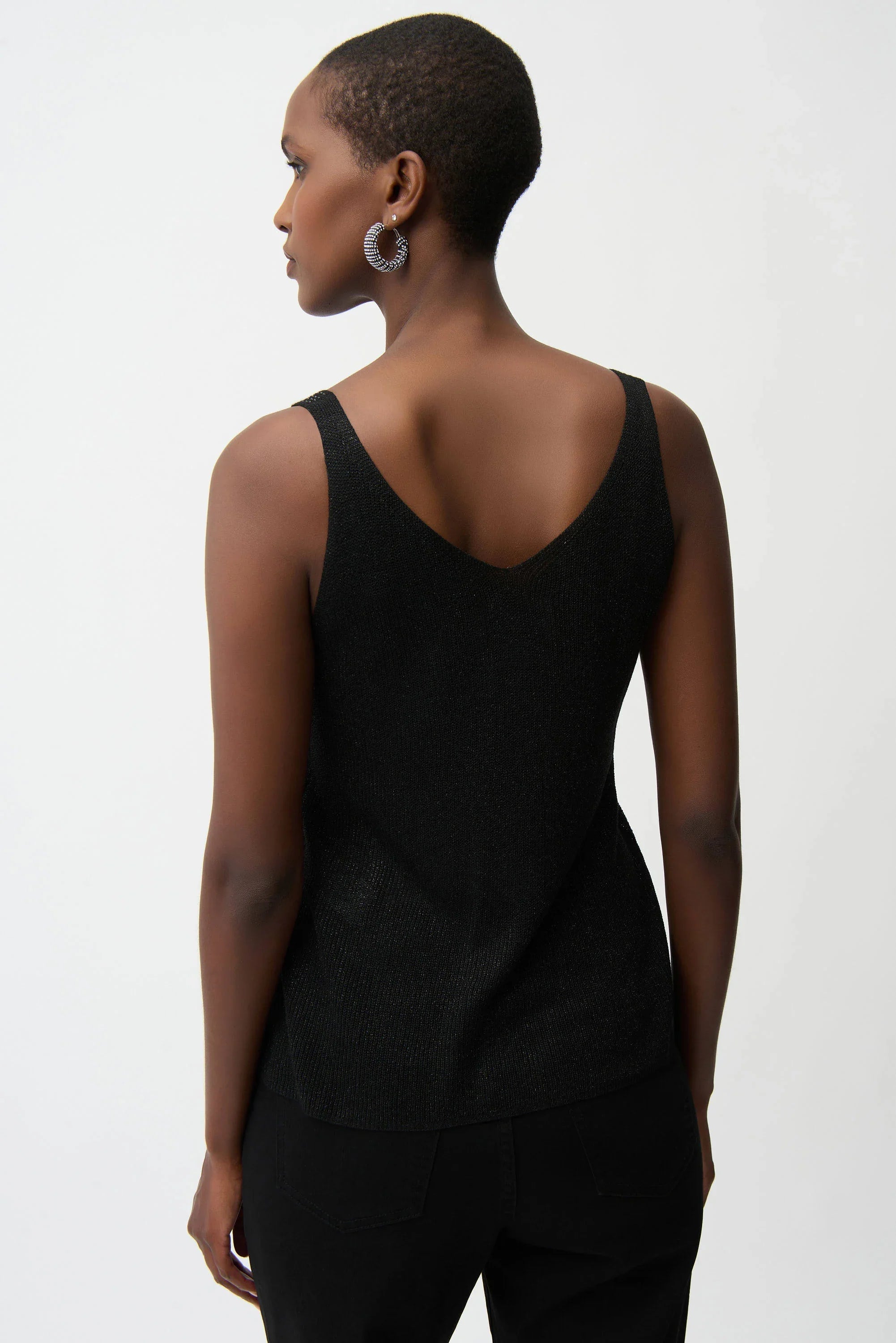 Metallic Knitted Camisole with Rhinestones - 252915