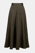 Pleated Satin Long Flared Skirt - 253248-3380