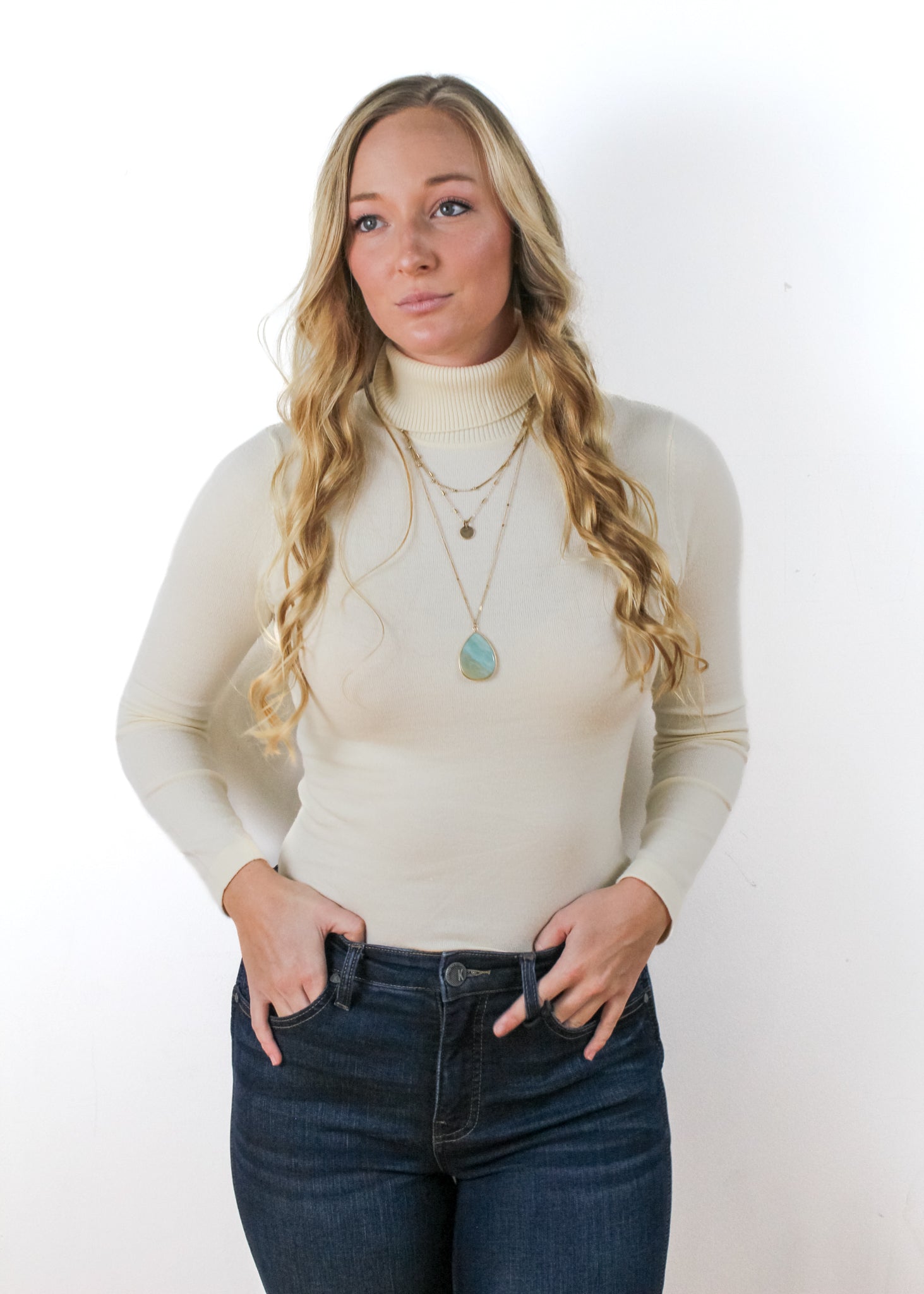 Solid Color Turtleneck Sweater