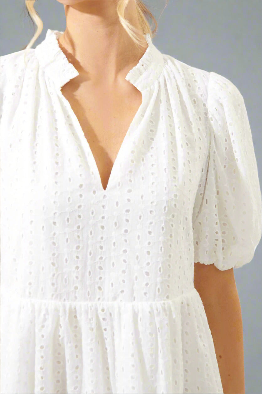 Jacey Babydoll Eyelet Mini Dress