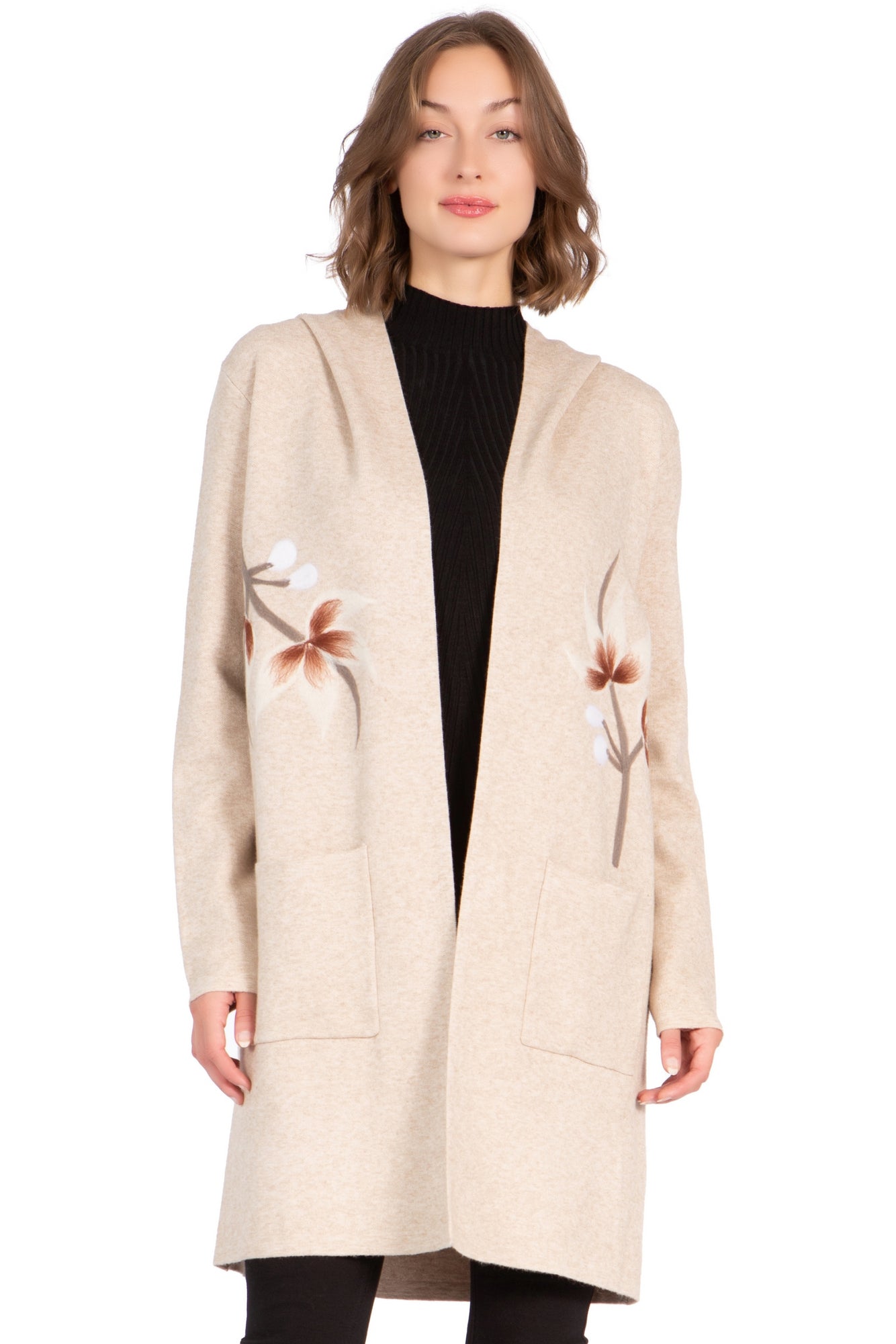 Cardigan Sweater with Hooded Collar